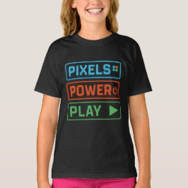 Camiseta Pixels Power Play – Tee de juegos para ni