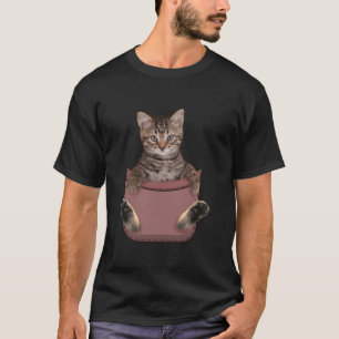 Camiseta Pixie bob gato en el bolsillo Gato amante Larga ma