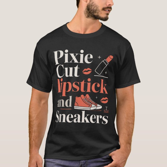 Camiseta Pixie cut lipstick and sneakers short hair style  (Anverso)