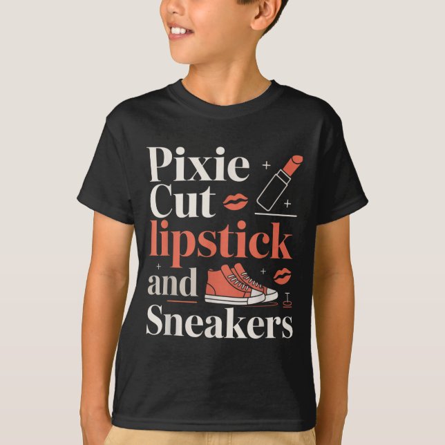 Camiseta Pixie cut lipstick and sneakers short hair style  (Anverso)