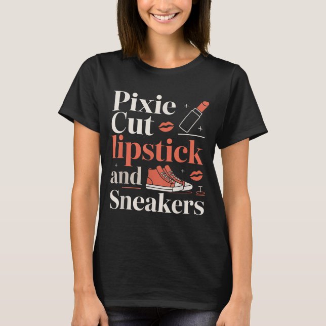 Camiseta Pixie cut lipstick and sneakers short hair style  (Anverso)
