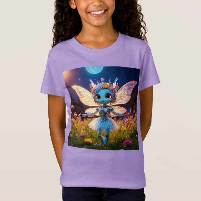 Camiseta Pixie Robot Ballerina bailando en flores silvestre (Anverso)
