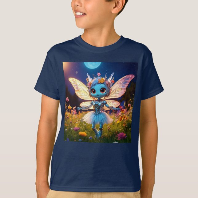 Camiseta Pixie Robot Ballerina bailando en flores silvestre (Anverso)