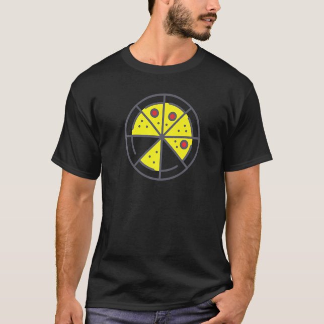 Camiseta Pizza 6 Slices Cheese Pepperoni Funny Geometric Fo (Anverso)
