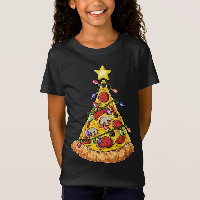 Camiseta Pizza Árbol de Navidad enciende Navidad Crustmas P (Anverso)