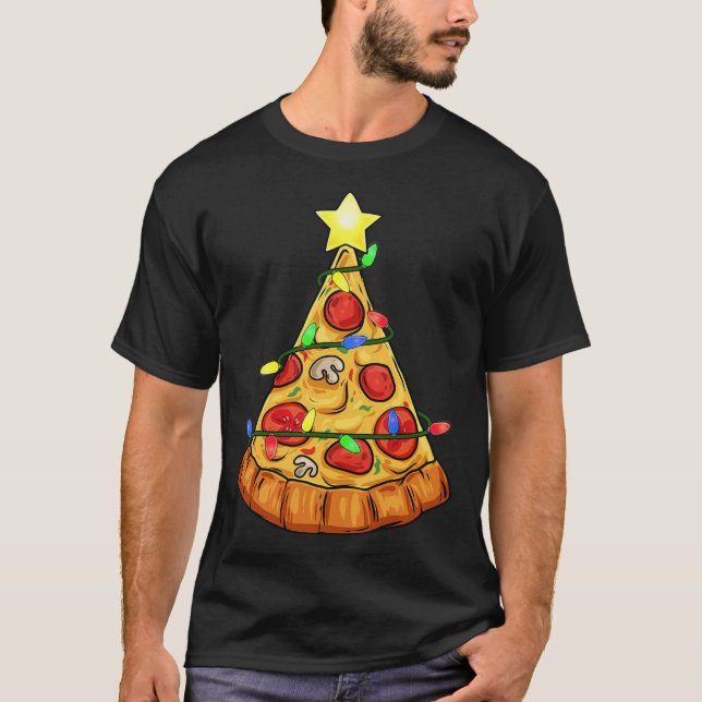 Camiseta Pizza Árbol de Navidad enciende niños divertidos N (Anverso)