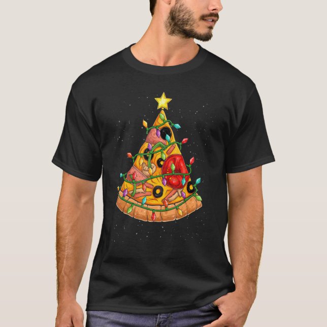 Camiseta Pizza Árbol de Navidad Enciende Xmas Niños Triste  (Anverso)
