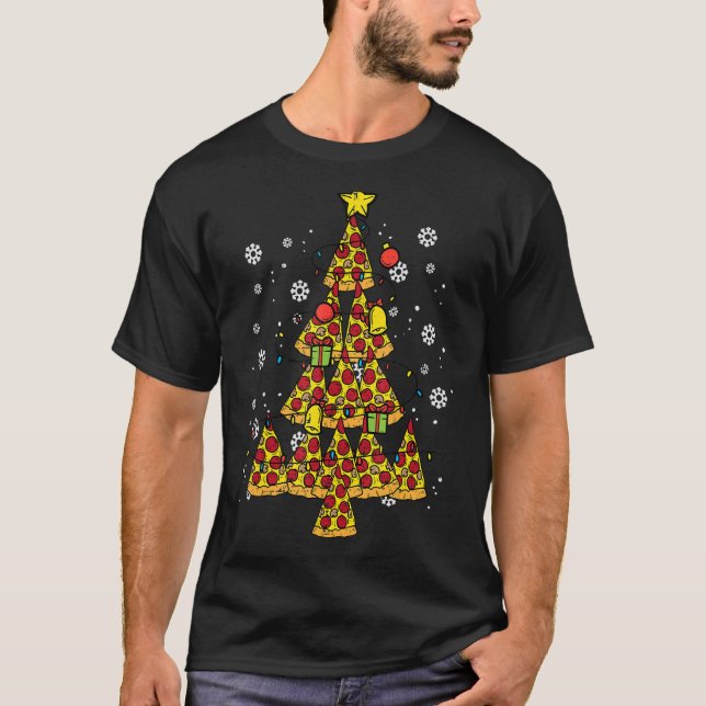 Camiseta Pizza Árbol de Navidad Navidad Navidad Hombres de  (Anverso)