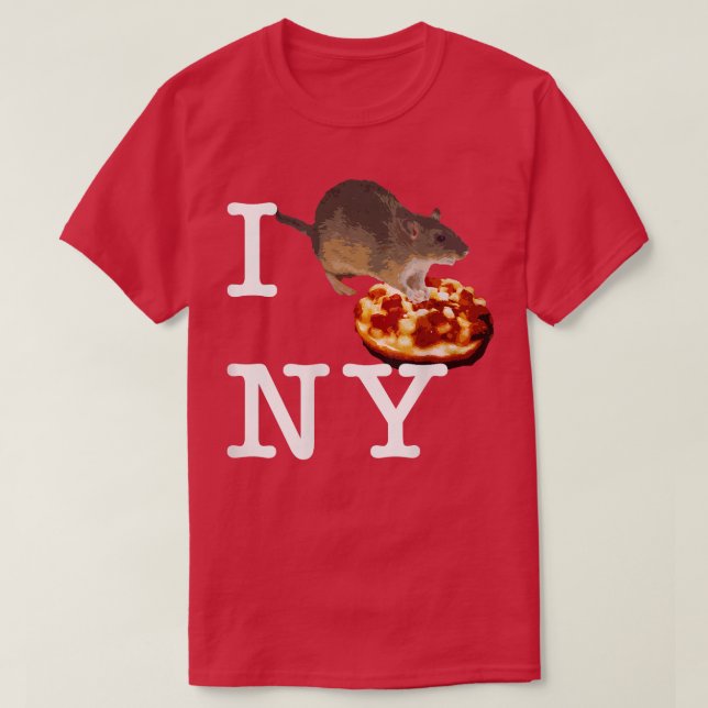 Camiseta Pizza Bagel Rat I Love New York Ny Funny 14342978 (Diseño del anverso)