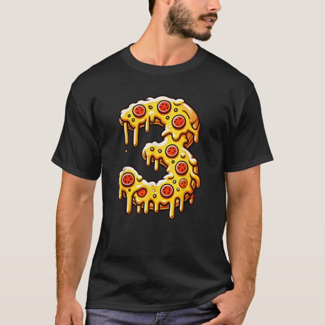 Camiseta Pizza Bday Fiesta 3Años Niños de cumpleaños Gir (Anverso)
