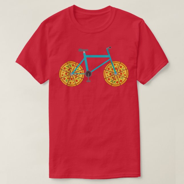 Camiseta Pizza Bike Wheels Funny Cycling Food T-Shirt (Diseño del anverso)