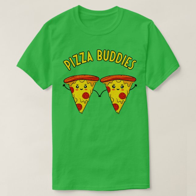 Camiseta Pizza Buddies Gracioso Cute Pizzas Pareja (Diseño del anverso)