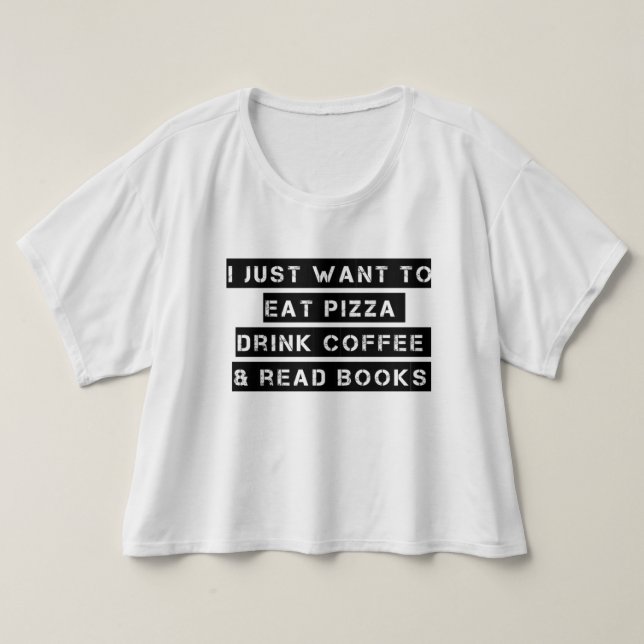 Camiseta Pizza Café. Libros (Diseño del anverso)