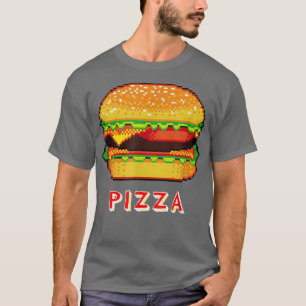Camiseta PIZZA + CHEESEBURGER 8 bits Piel 80s Arcade Gamer 