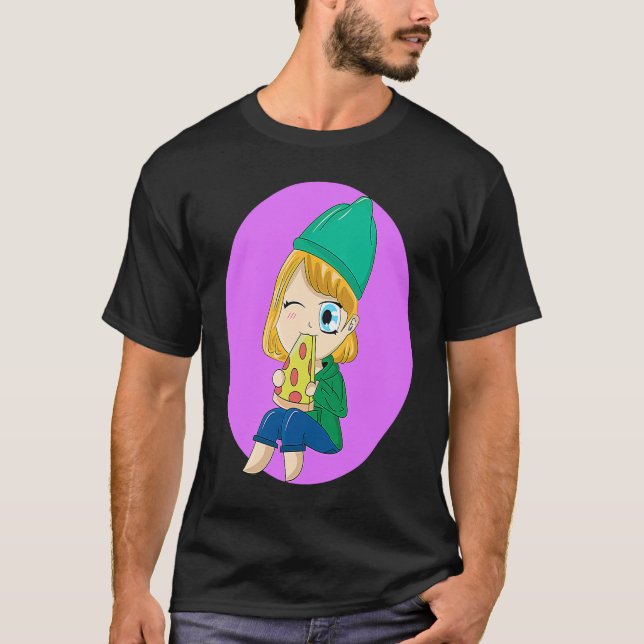 Camiseta pizza chica comida pepperoni queso (Anverso)