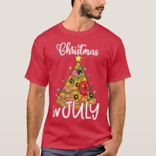 Camiseta Pizza Christmas In July Tropical Christmas Summer