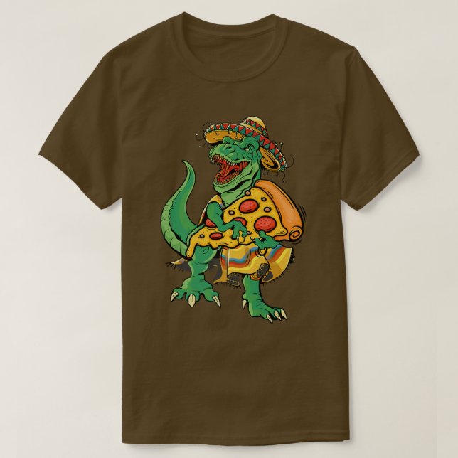 Camiseta Pizza Cinco de Mayo Niños Dinosaurio T re Somber (Diseño del anverso)