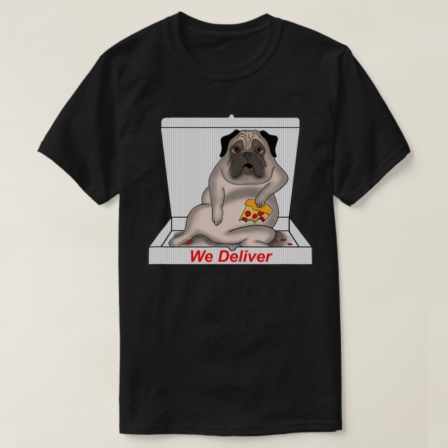 Camiseta Pizza Comer Pug (Diseño del anverso)