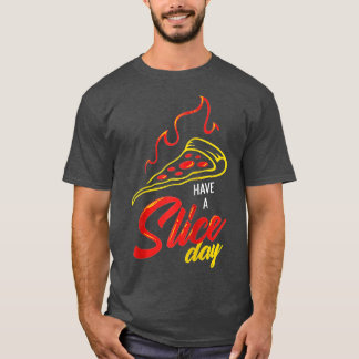 Camiseta Pizza con corteza de queso y rodaja para tomar una