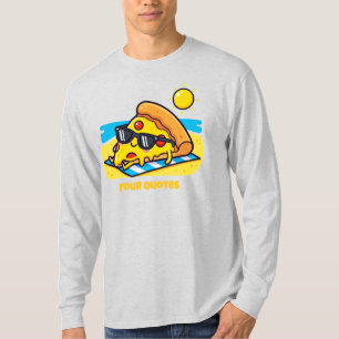 Camiseta Pizza con Gafas de Sol Relajándose en la Playa