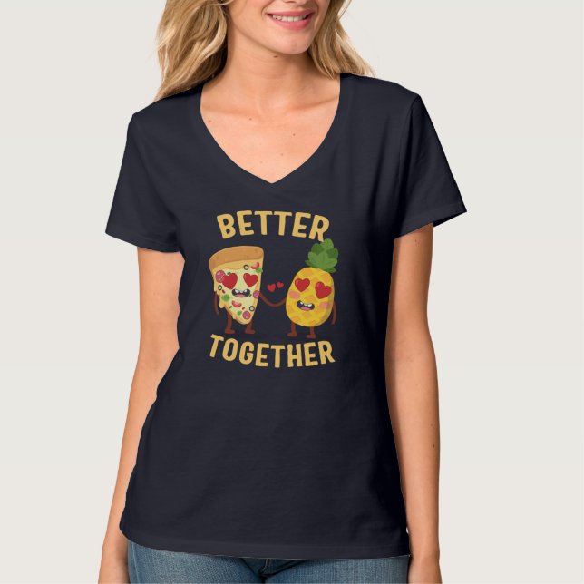 Camiseta Pizza con piña mejor Juntos Pizz Hawaiano (Anverso)