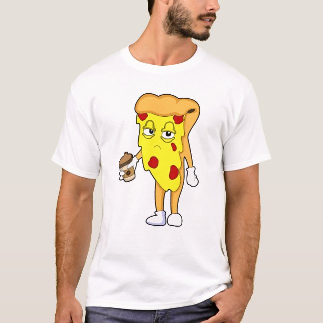 Camiseta Pizza con queso salami y café (Anverso)