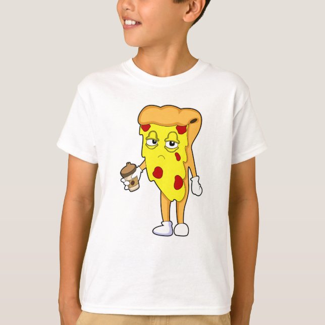 Camiseta Pizza con queso salami y café (Anverso)