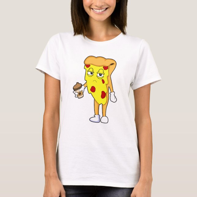 Camiseta Pizza con queso salami y café (Anverso)