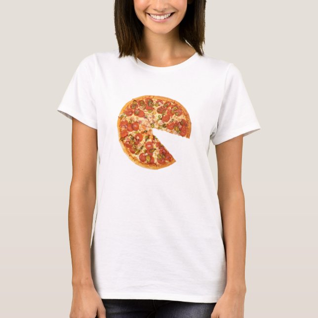 Camiseta Pizza con trozo perdido coincidiendo con traje de  (Anverso)