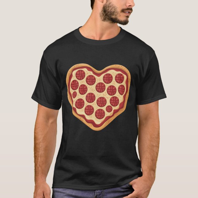 Camiseta Pizza Corazón Formado Lindo Día de San Valentín (Anverso)