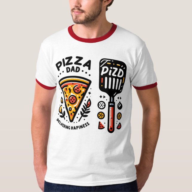 Camiseta Pizza Dad Delivering Happiness Ringer T-Shirt Desi (Anverso)