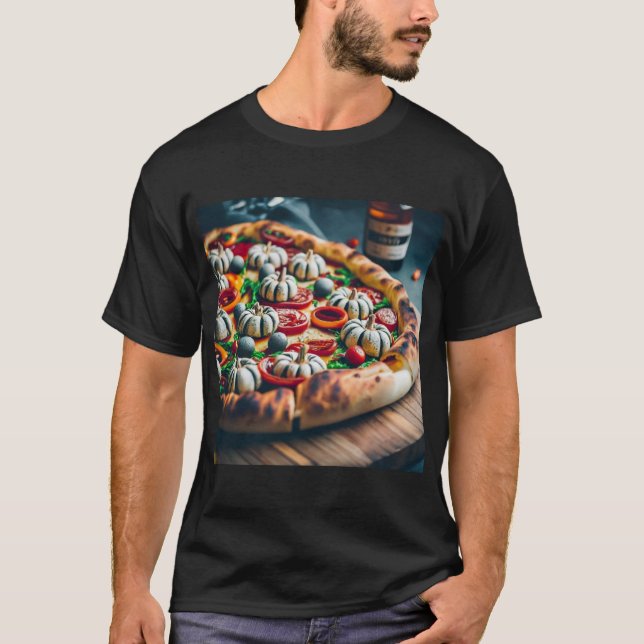 Camiseta Pizza de calabaza de Halloween (Anverso)