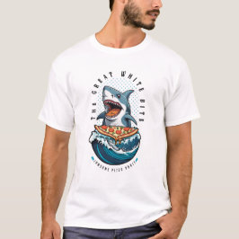 Camiseta Pizza de Comer Tiburón | El gran jawsome blanco