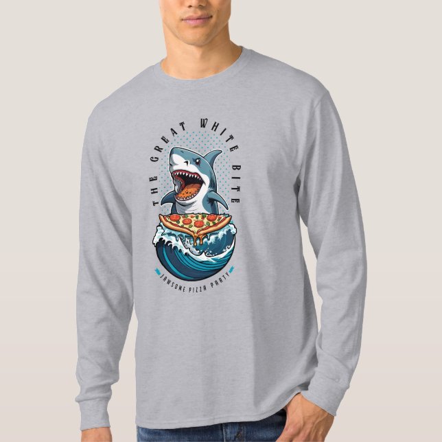 Camiseta Pizza de Comer Tiburón | El gran jawsome blanco (Anverso)