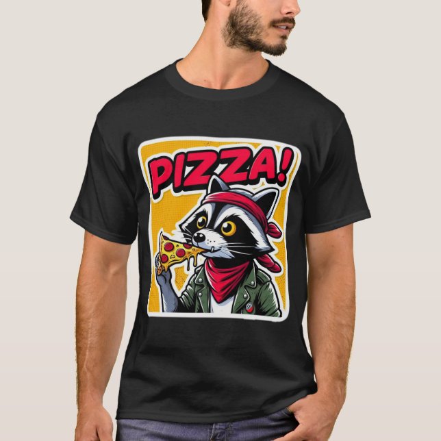 CAMISETA PIZZA DE COMIDA RACCOON 8 (Anverso)