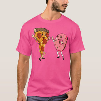 Camiseta pizza de comida rápida y donut
