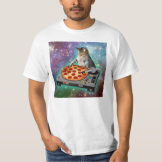 Camiseta Pizza de DJs del gato del espacio