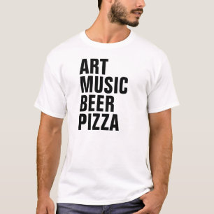CAMISETA PIZZA DE LA CERVEZA DE LA MÚSICA DEL ARTE