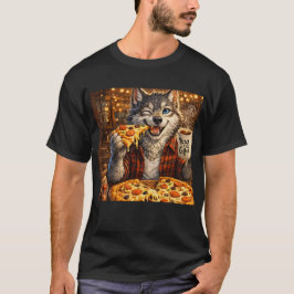 Camiseta Pizza de lobo Café Divertido Vintage Dibujo Animad