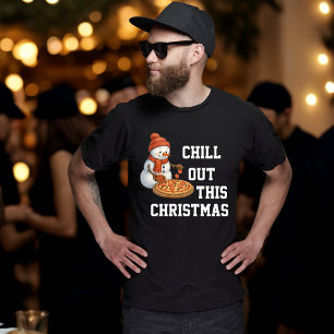Camiseta Pizza de muñeco de nieve Navidad