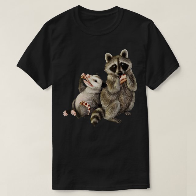 Camiseta pizza de Opossum y Raccoon (Diseño del anverso)