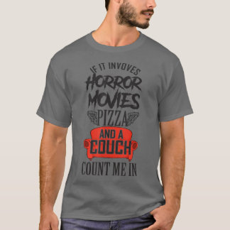Camiseta Pizza de películas de terror y noche de películas 