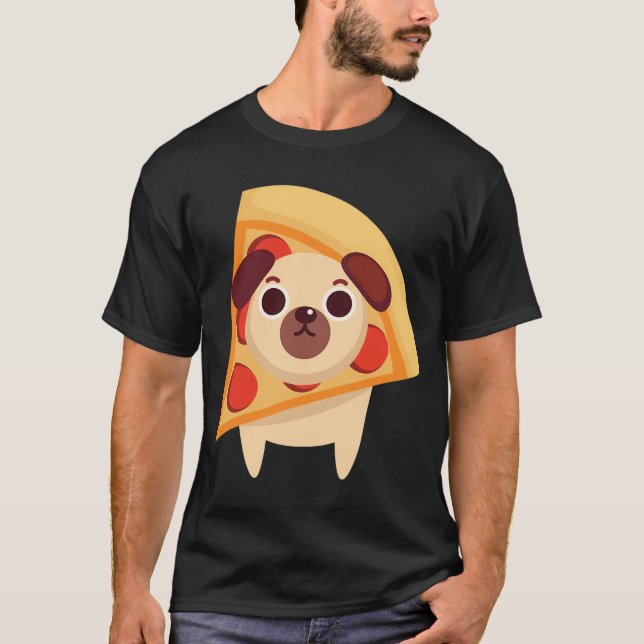 Camiseta Pizza de perro Pug (Anverso)