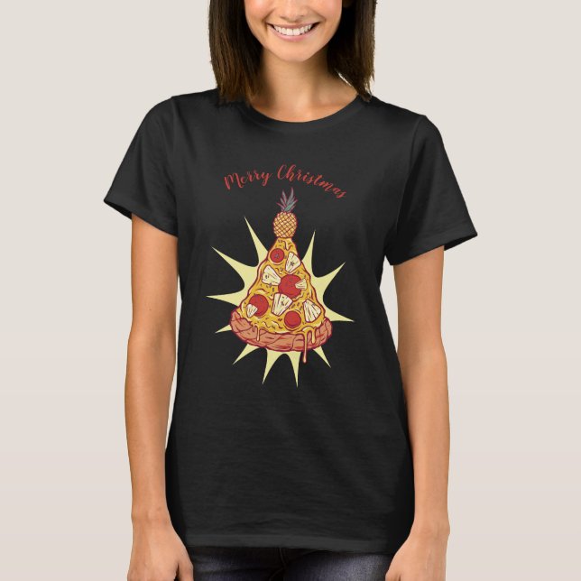 Camiseta Pizza de piña Feliz Navidad (Anverso)
