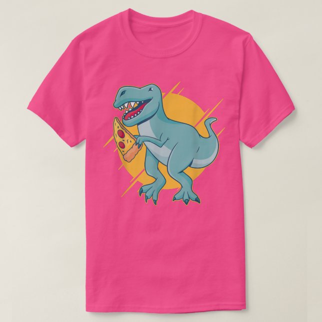 Camiseta Pizza Dinosaur Guay Retro Diversión Extraña Arte B (Diseño del anverso)