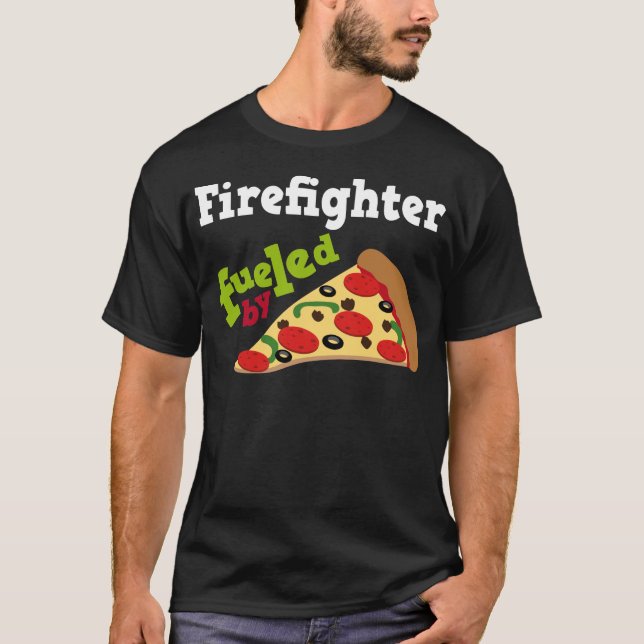 Camiseta Pizza (divertida) del bombero (Anverso)