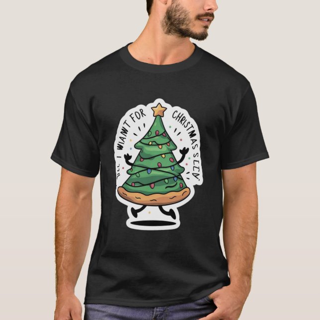 Camiseta pizza en forma de árbol de Navidad (Anverso)
