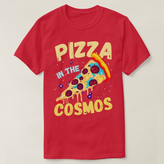 Camiseta Pizza en la divertida galaxia Cosmos (Diseño del anverso)