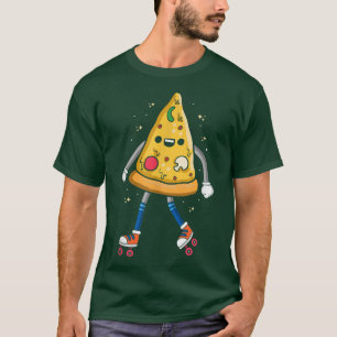 Camiseta Pizza en patines de ruedas, retro de patinaje sobr
