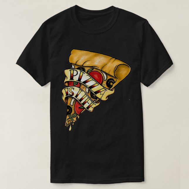 Camiseta Pizza Es La Comida De Queso De Vida (Diseño del anverso)